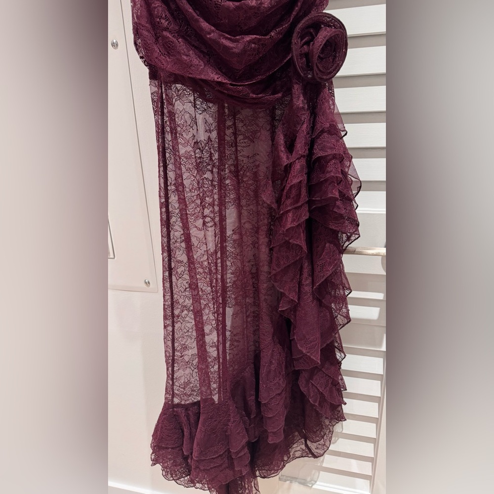 De La Vali Austere Maxi Dress in Maroon Lace - Size US0 Worn once!!! - Picture 6 of 7